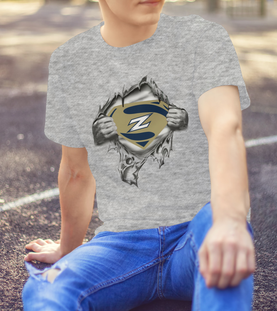 Super Z Akron Zips Emblem In Torn Metallic Style T-Shirt