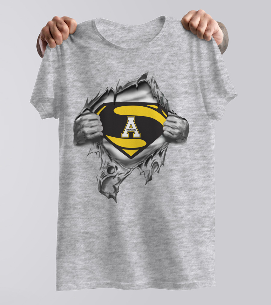 Appalachian State Mountaineers Superhero A Logo Torn Chest T-Shirt