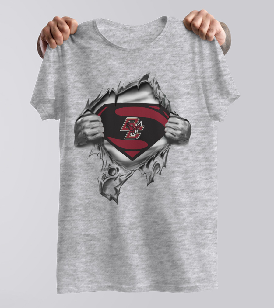 Bc Superhero Emblem Unveiling Boston College Eagles T-Shirt