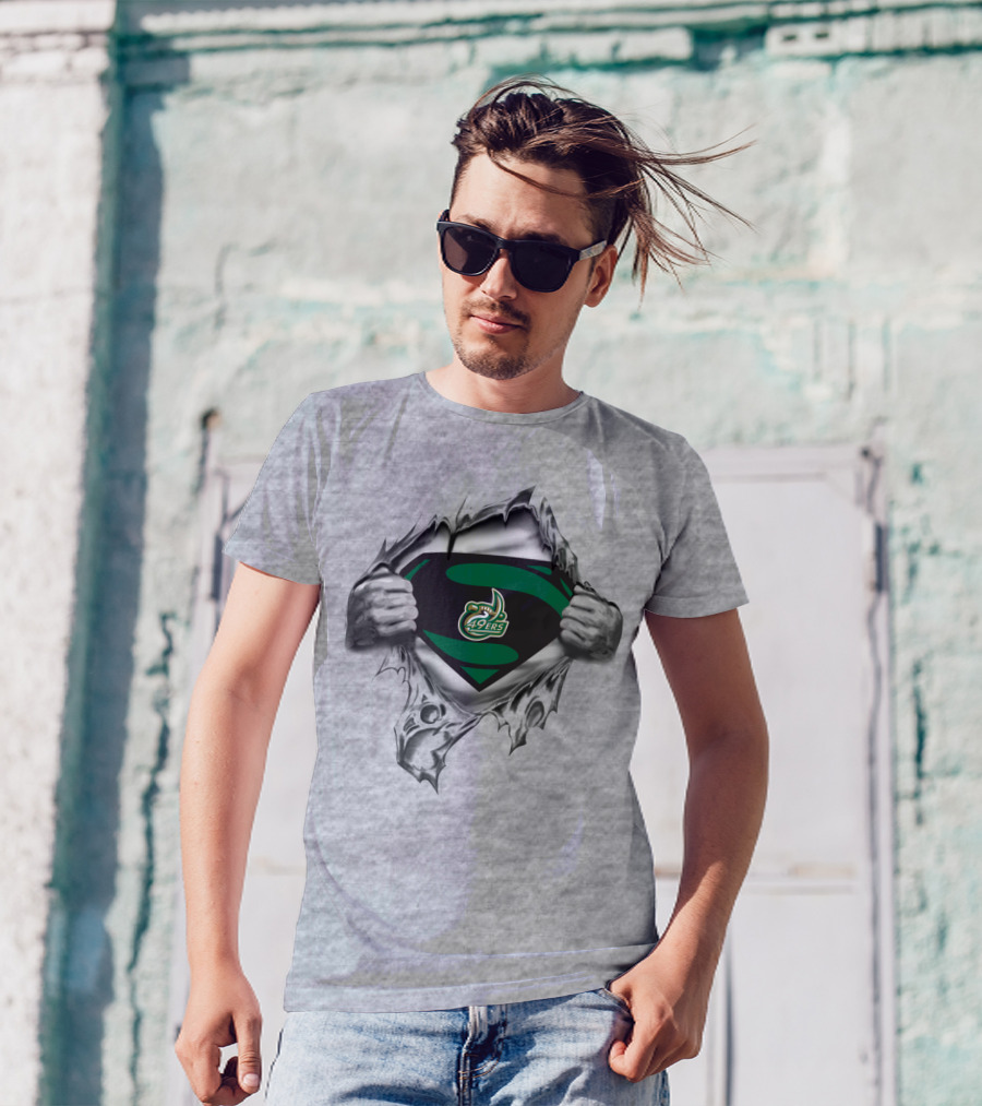 Charlotte 49ers Logo Superhero Chest Ripping T-Shirt