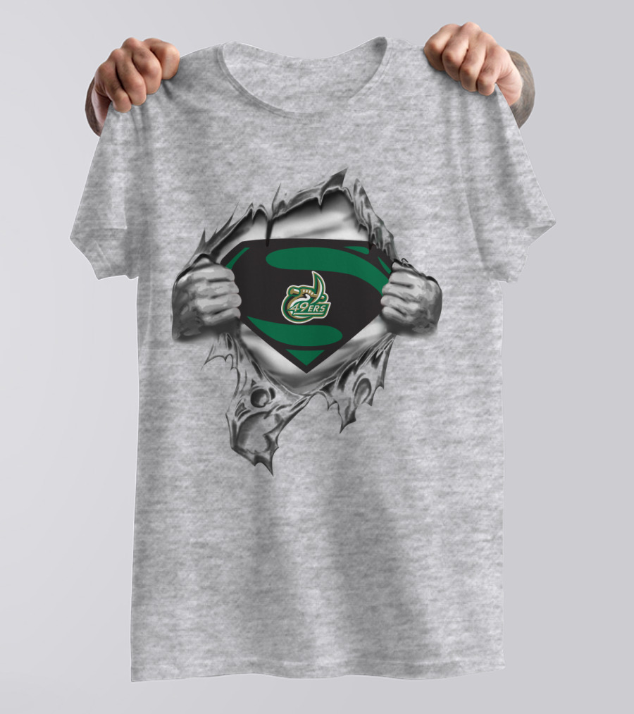 Charlotte 49ers Logo Superhero Chest Ripping T-Shirt