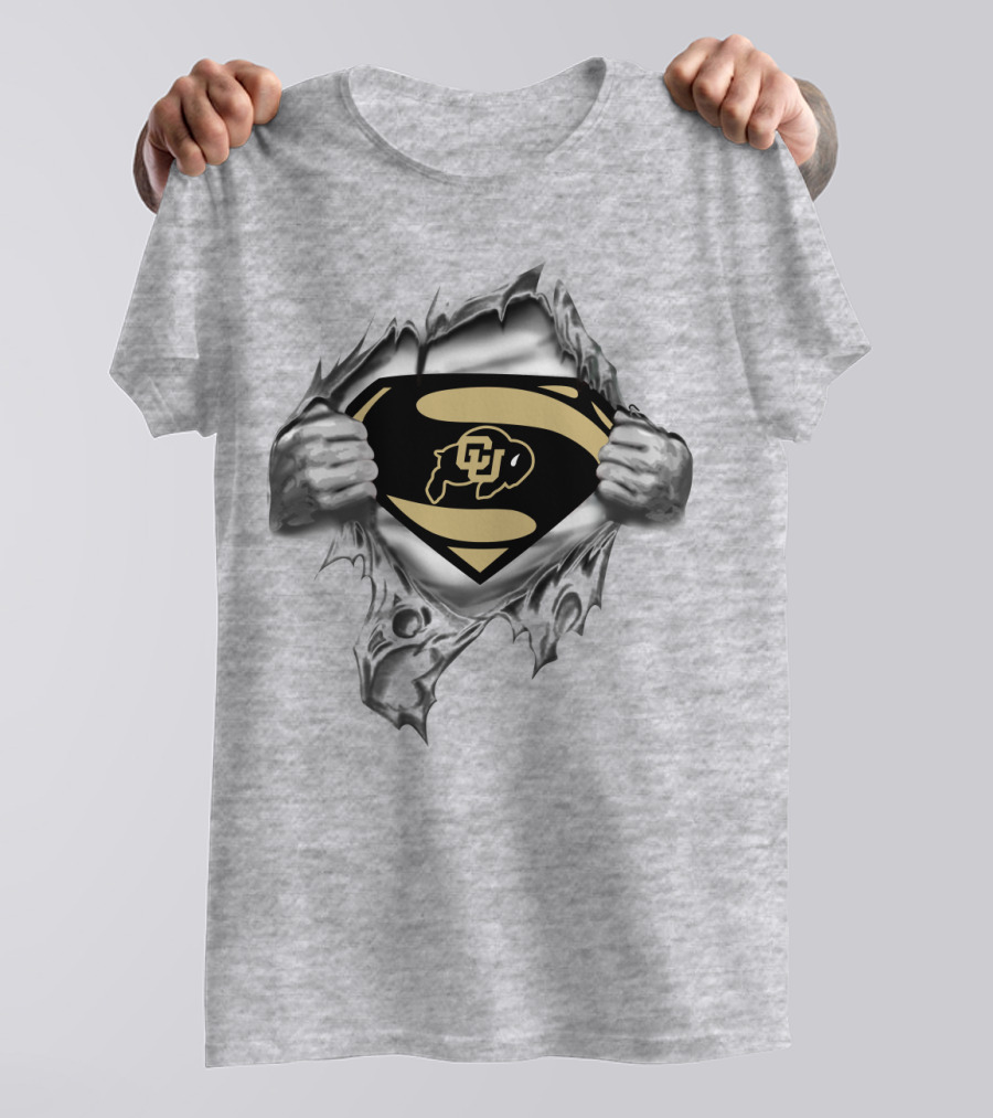 Colorado Buffaloes Cu Superman Logo Rip T-Shirt