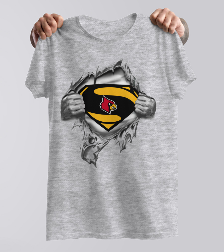 Superman Logo Louisville Cardinals T-Shirt