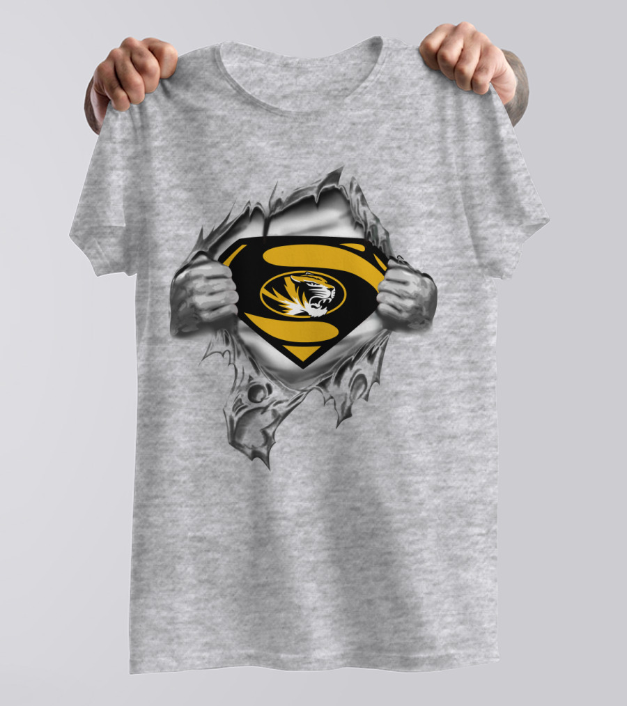 Superman Missouri Tigers Logo Rip T-Shirt
