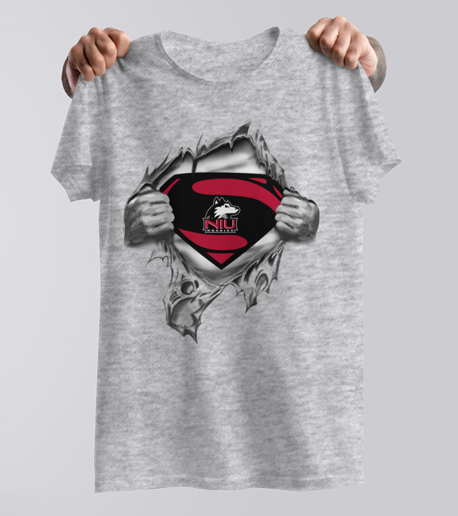 Niu Huskies Superman Logo Tear Northern Illinois Huskies T-Shirt