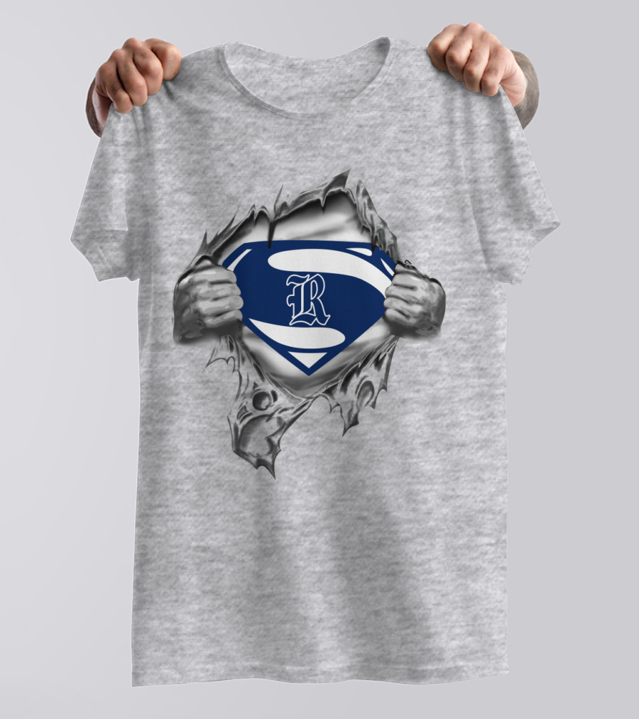 Rice Owls Superhero Shield Logo With Torn Metal Effect T-Shirt