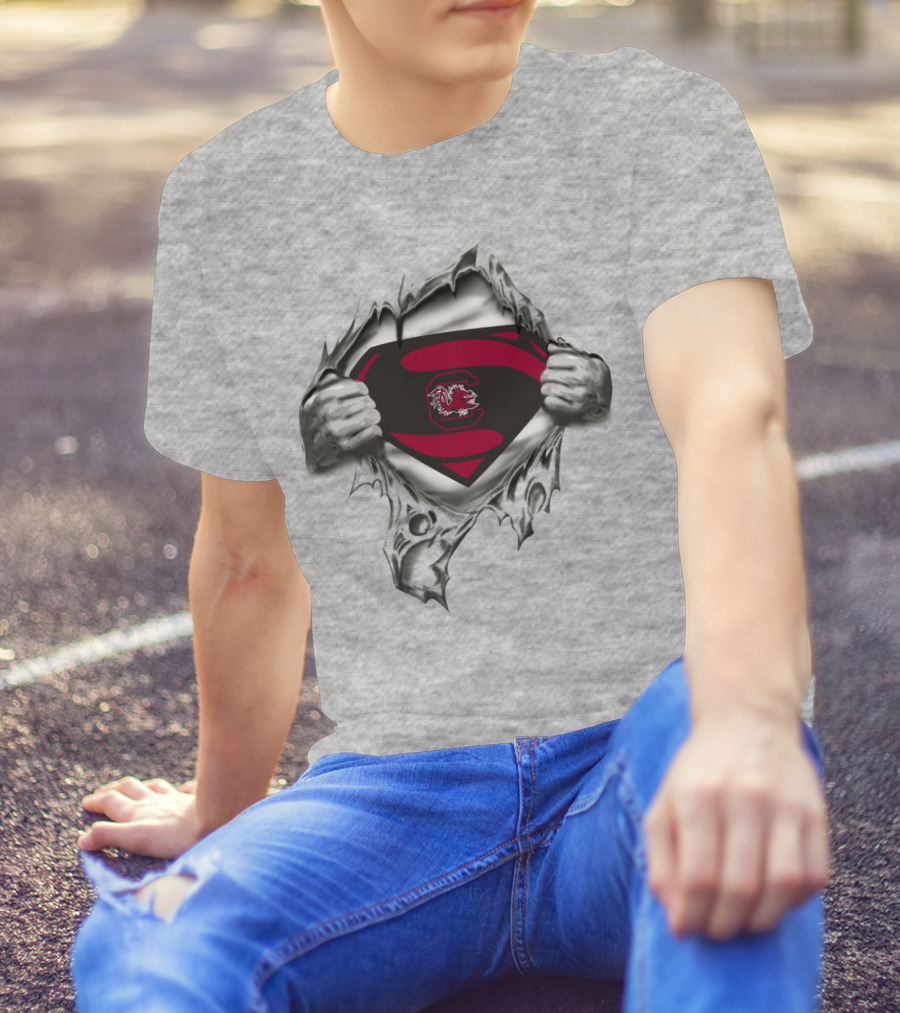 Superman South Carolina Gamecocks Logo Icon With Inner Strength Theme T-Shirt