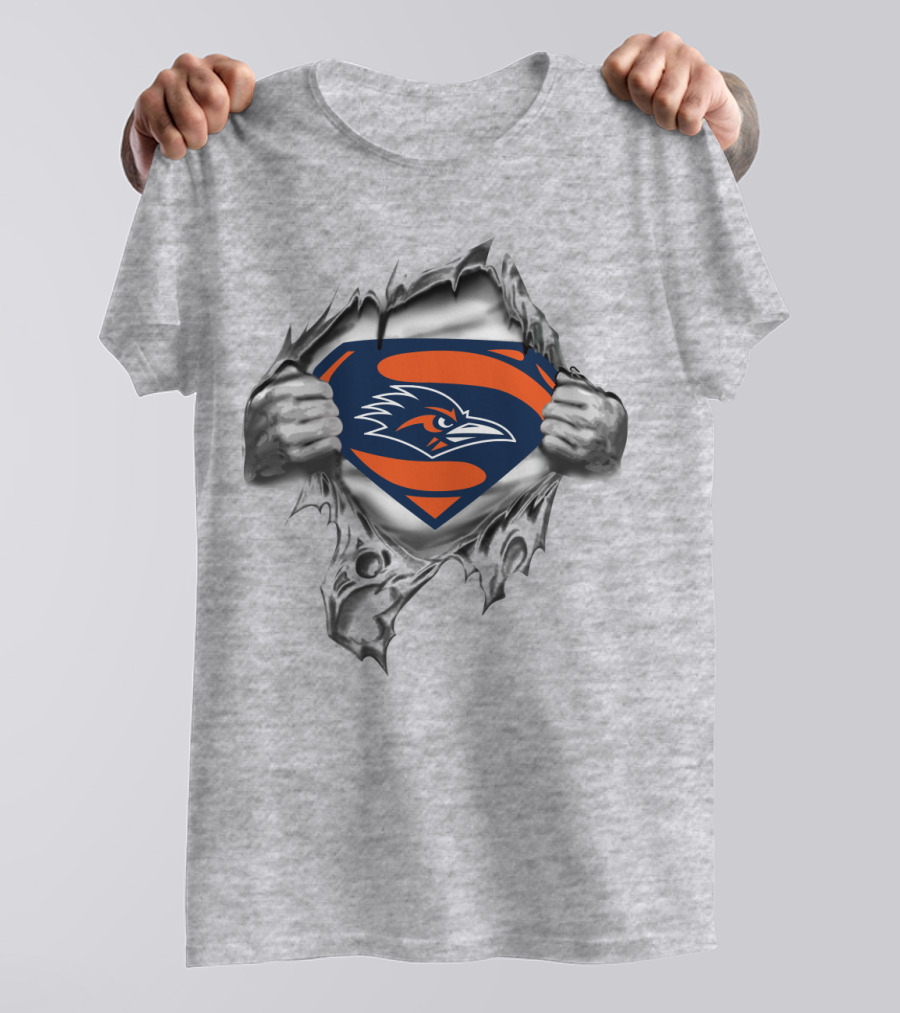 Utsa Roadrunners Superman Logo Design With Ripping Hands T-Shirt