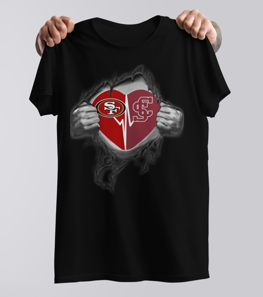 49ers Santa Clara Heart Logo Fusion T-Shirt