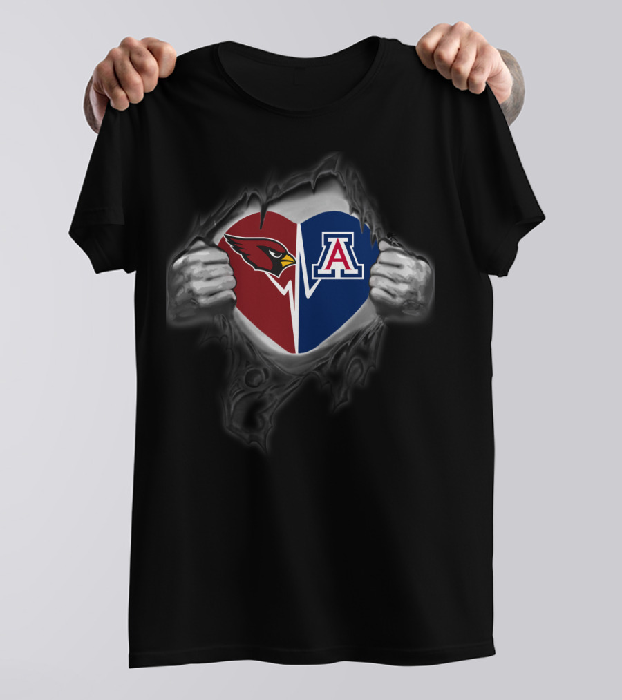 Cardinals Arizona Wildcats Heart T-Shirt