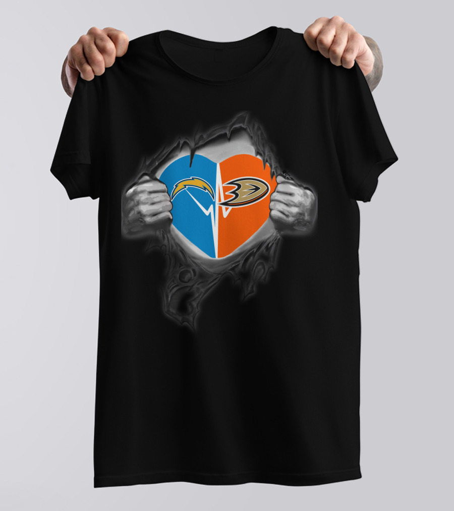 Chargers Anaheim Ducks Heart Hands T-Shirt