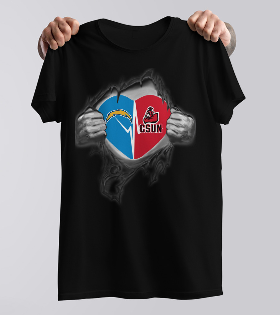 Chargers Csun Matadors Heart Split T-Shirt
