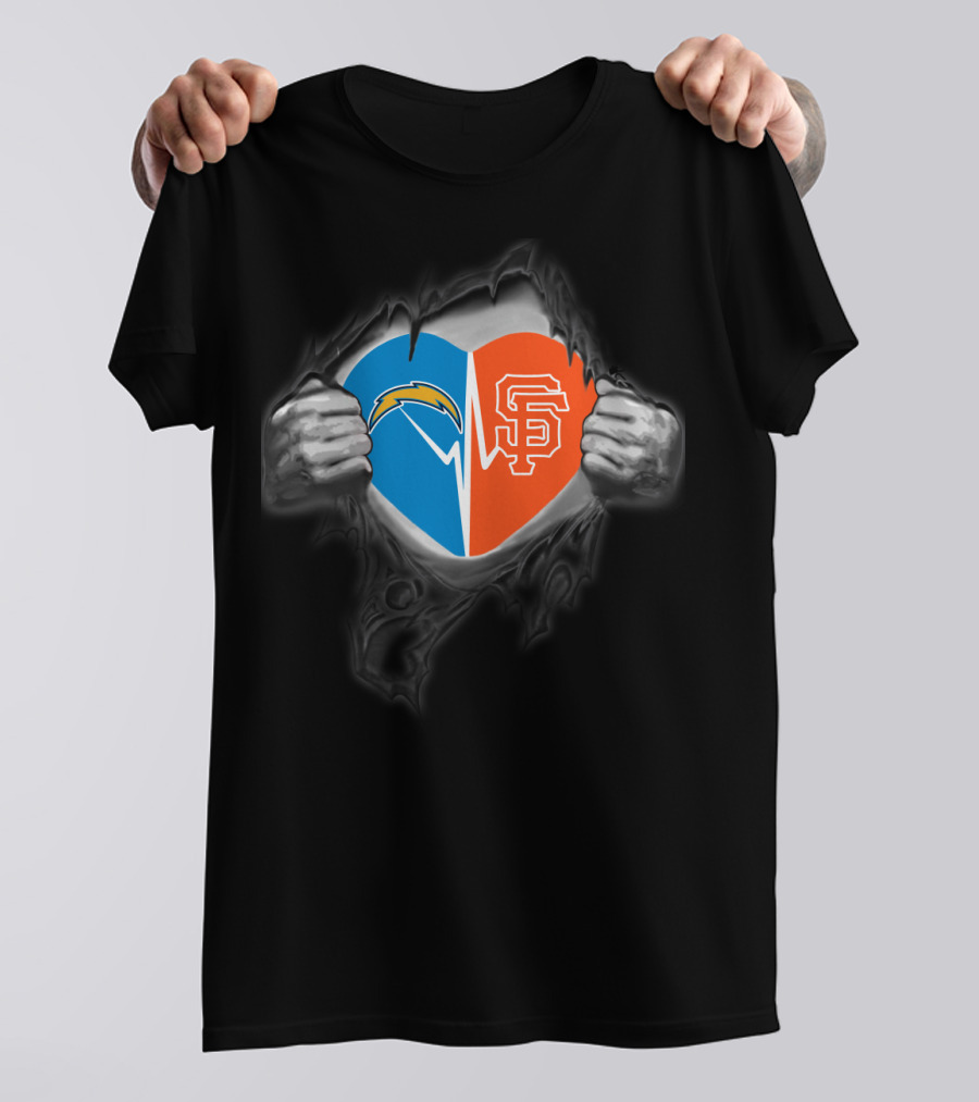 Chargers San Francisco Giants Heart Logo Fusion T-Shirt