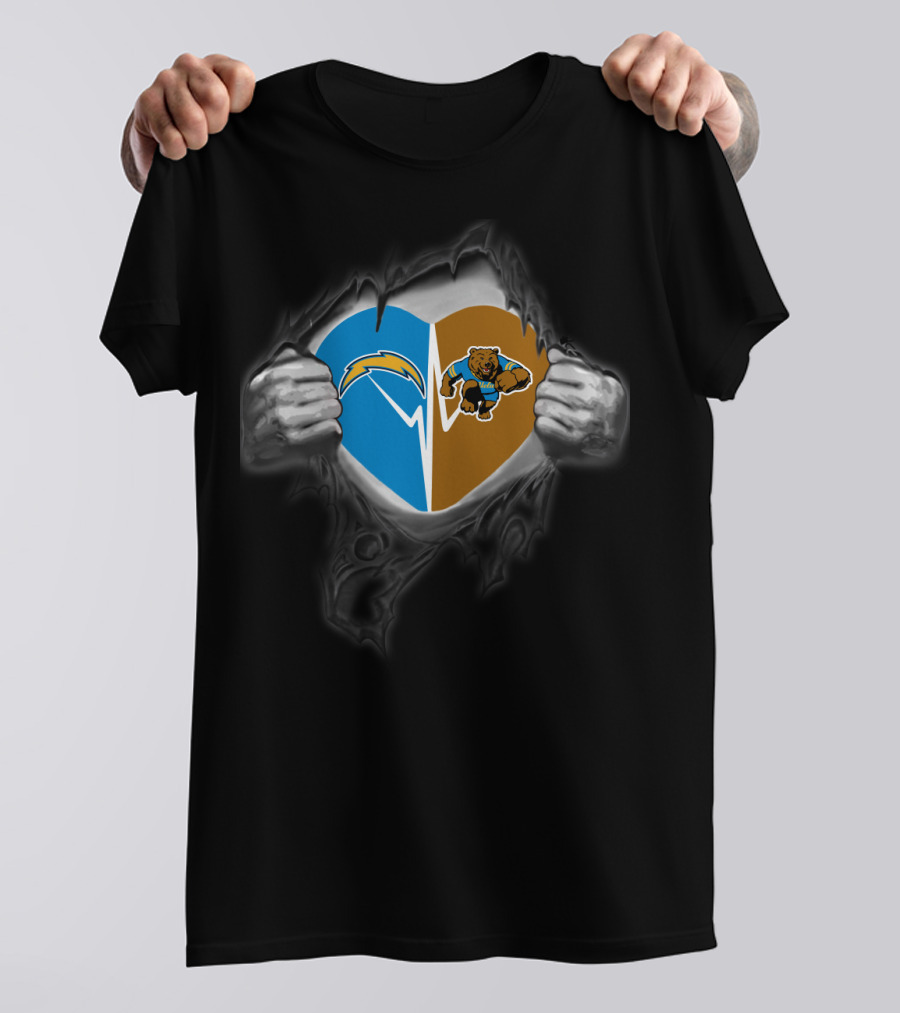 Chargers Ucla Bruins Heart Logo Tear T-Shirt