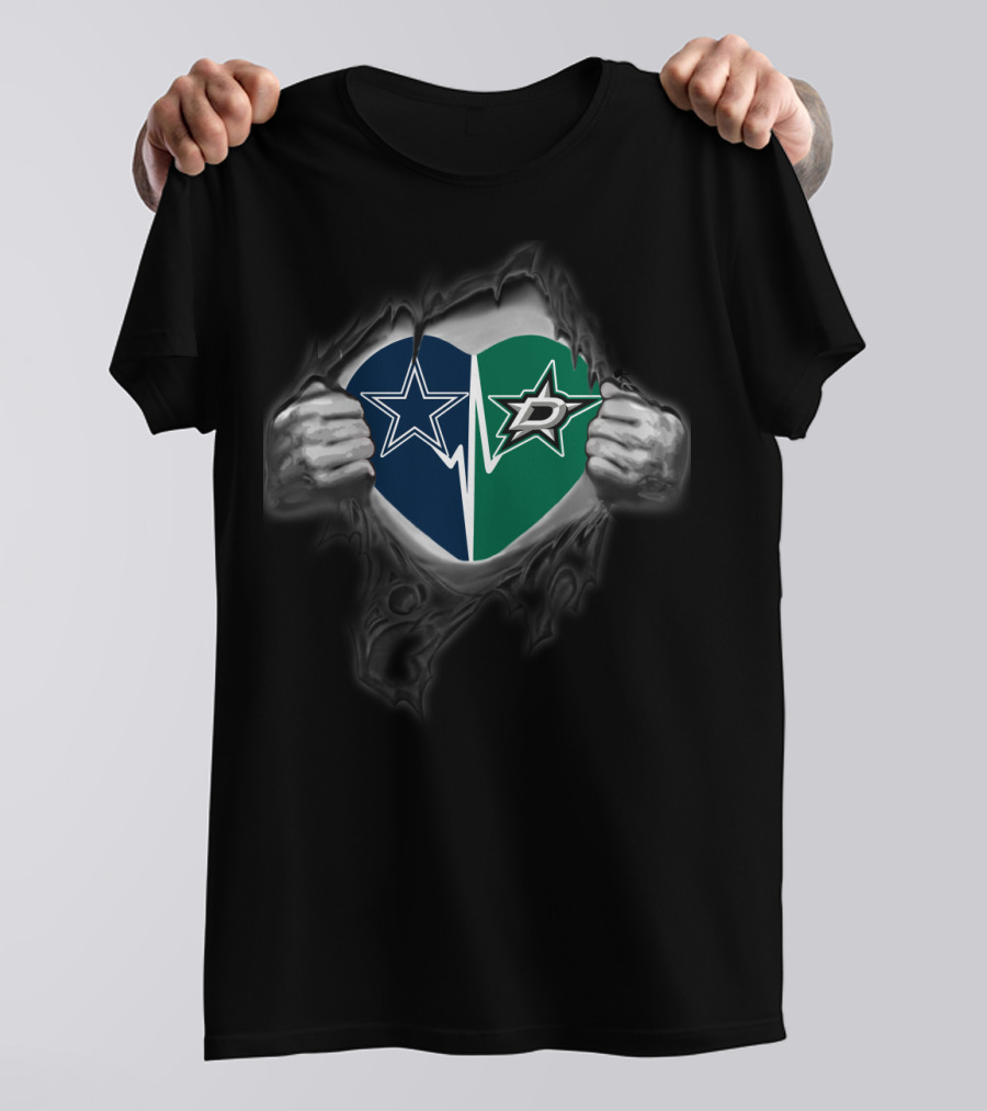 Dallas Cowboys Stars Heart Logo Fusion T-Shirt