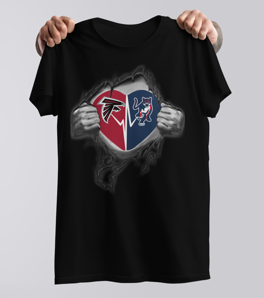 Falcons Cougars Heart Logo Rip T-Shirt