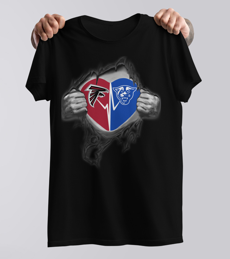 Atlanta Falcons Georgia State Panthers Heart T-Shirt