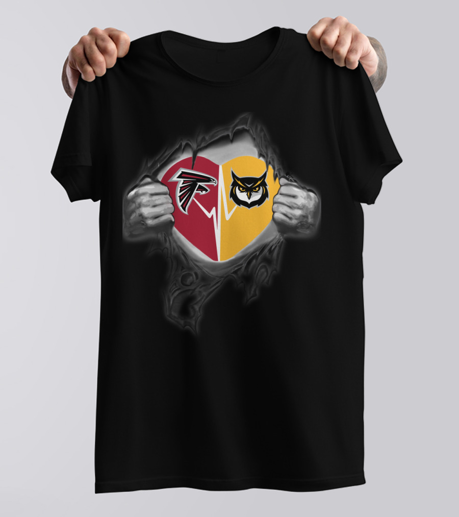 Falcons Kennesaw St Owls Heart T-Shirt