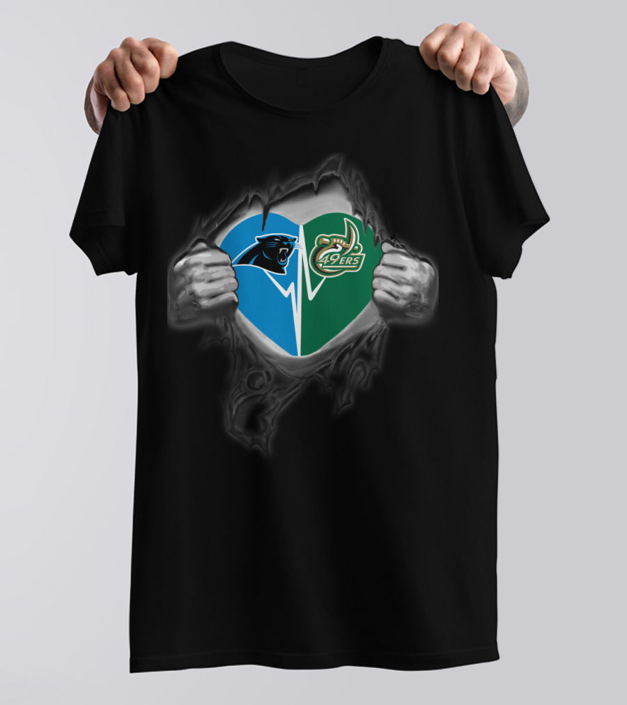 Carolina Panthers And Charlotte 49ers Heart T-Shirt