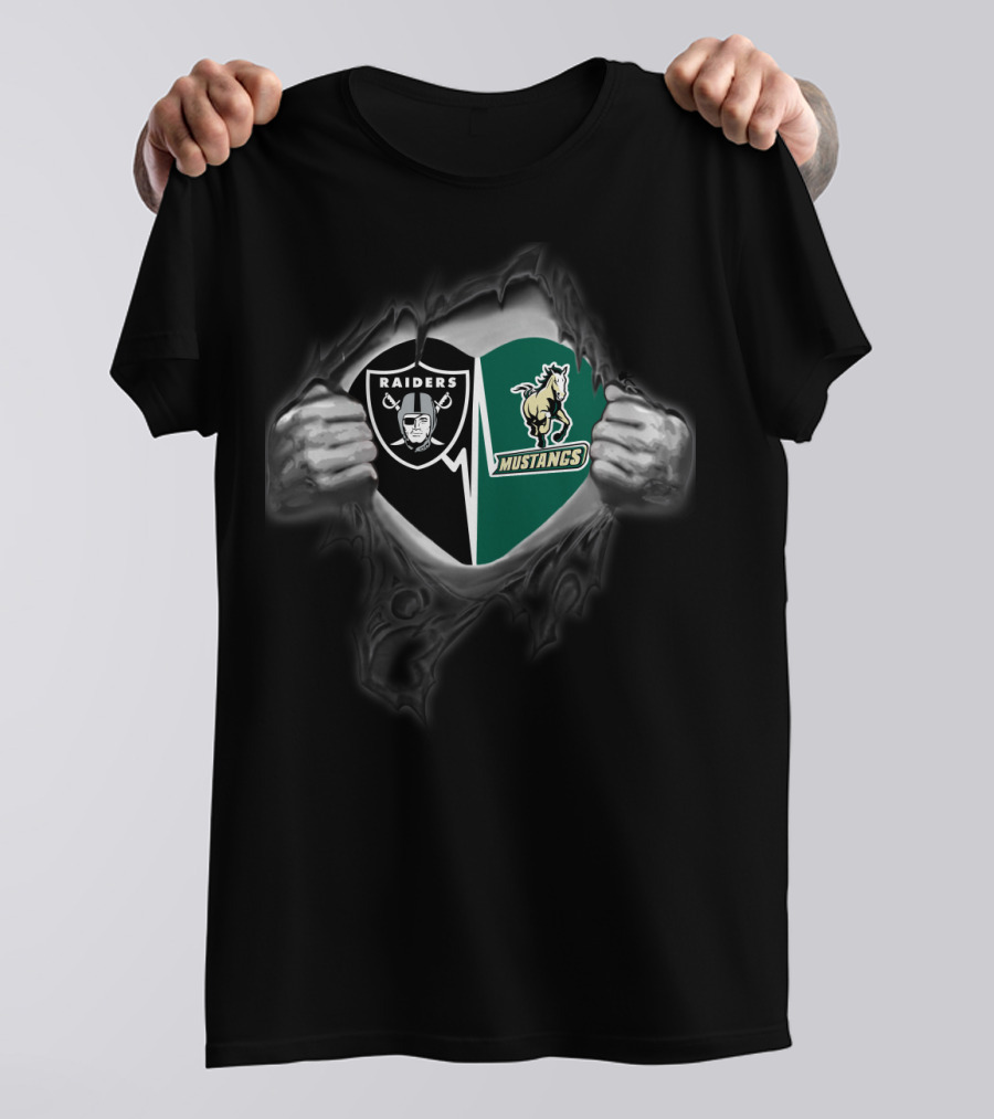 Raiders Cal Poly Mustangs Heart Logo Fusion T-Shirt
