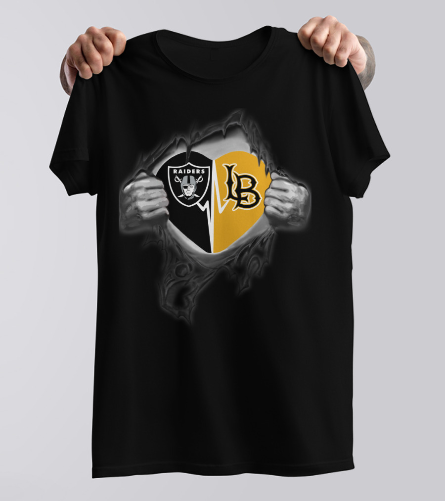 Raiders Lb Logo Black And Yellow Fusion T-Shirt