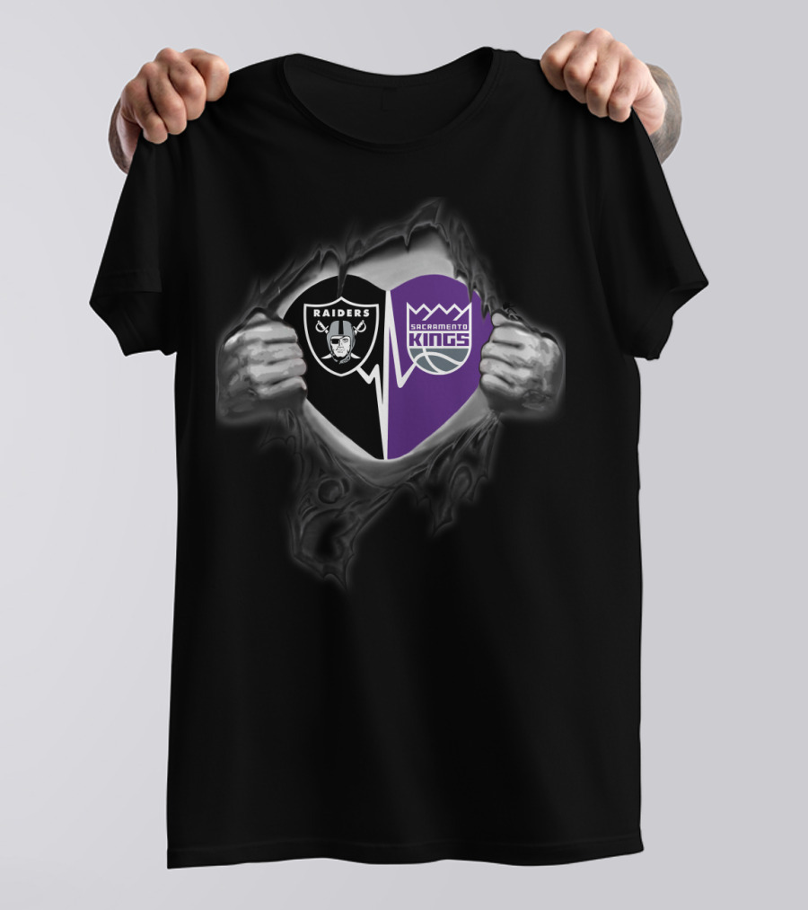 Raiders And Sacramento Kings Split T-Shirt
