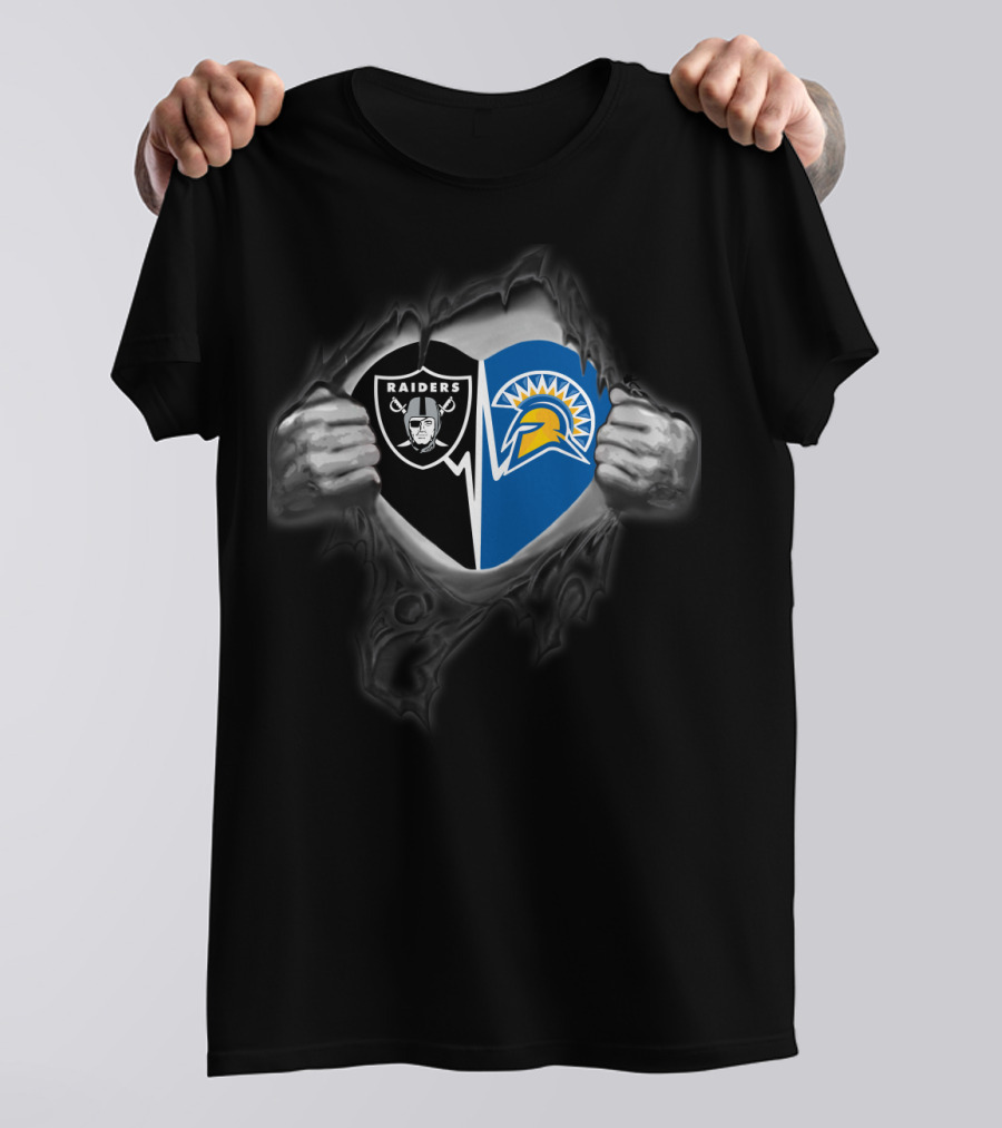 Raiders San Jose State Spartans Heart Logo Fusion T-Shirt