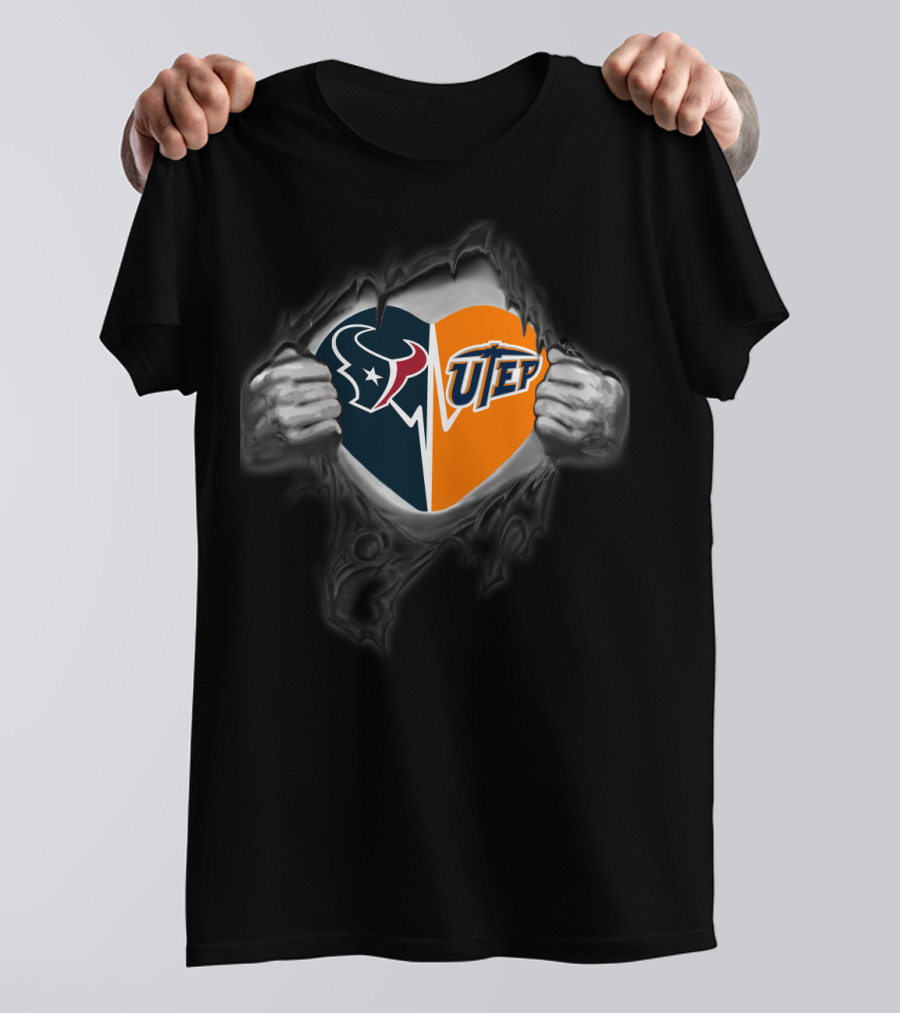 Houston Texans Utep Miners Heart Fusion T-Shirt