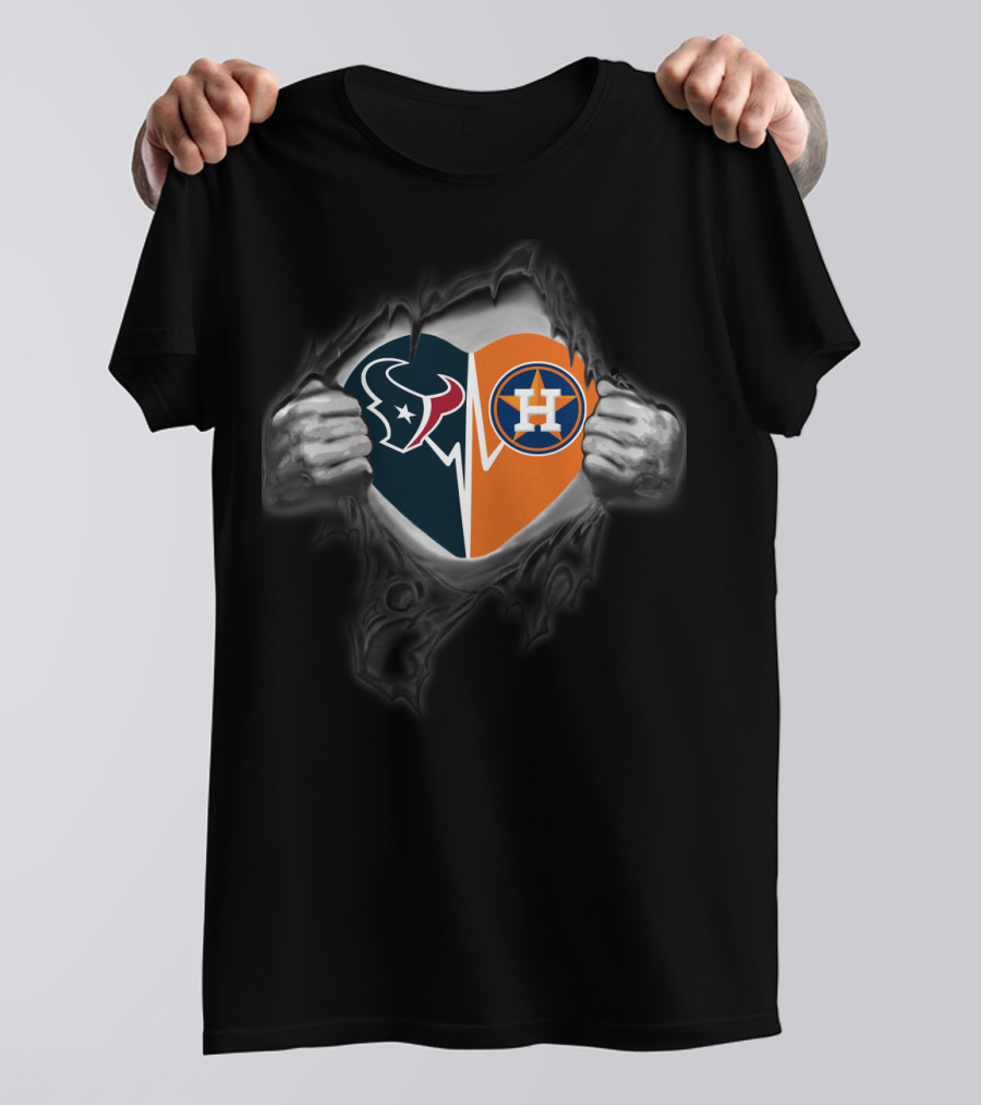 Texans Houston Astros Heartbeat Passion Rip T-Shirt