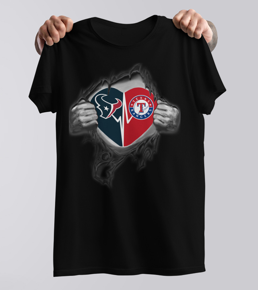 Texans Rangers Heart Logo Combo T-Shirt
