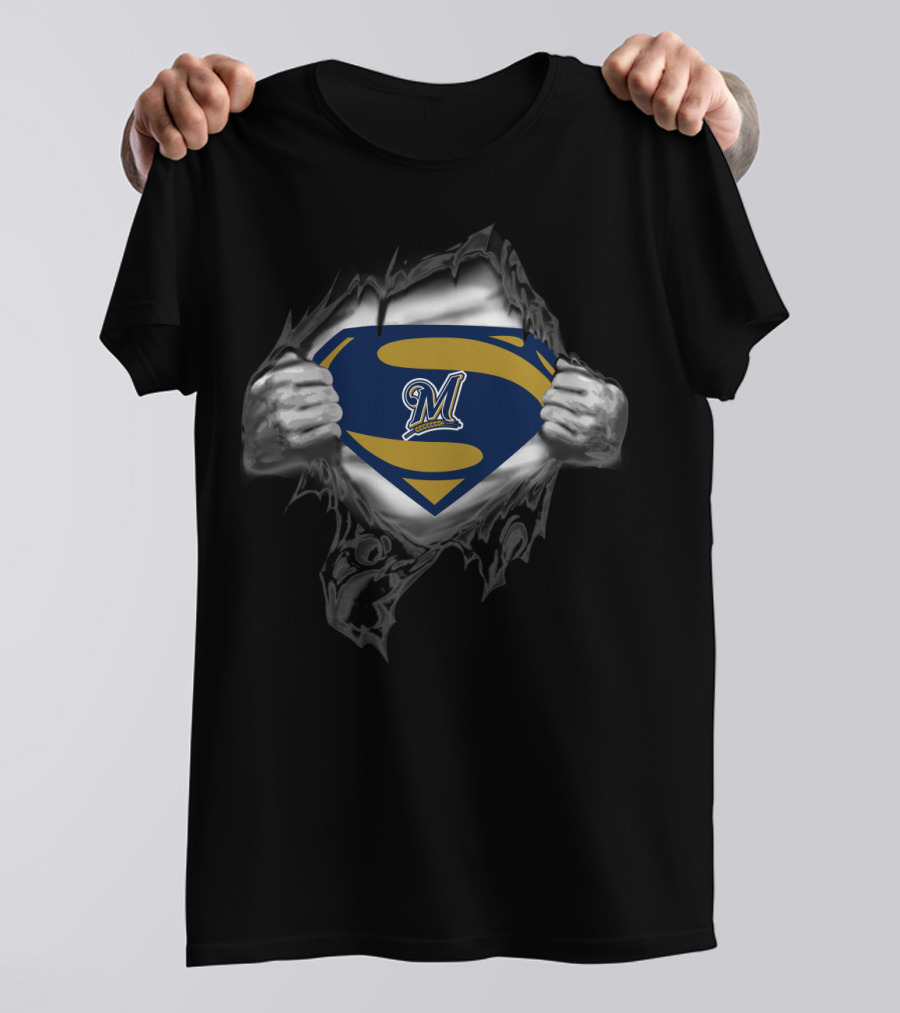 Super Milwaukee Brewers Emblem Superman Style T-Shirt