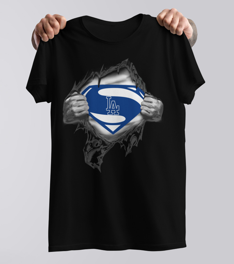 Superman Los Angeles Dodgers Logo Inside S Shield T-Shirt