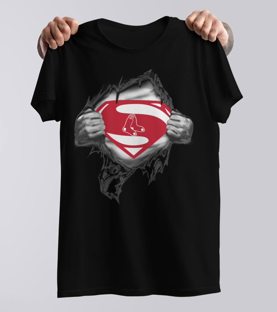 Superman Boston Red Sox 26 Logo Crossover T-Shirt