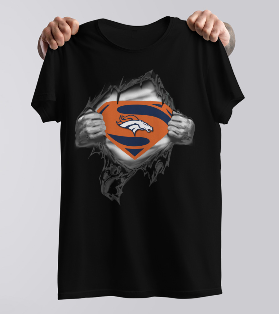 Superman Denver Broncos Logo Tear 52 T-Shirt