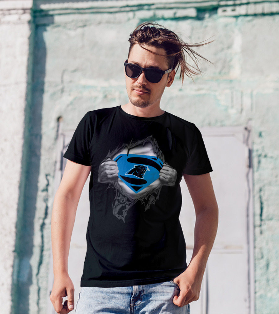 Superhero Rip 57 Carolina Panthers Fusion T-Shirt