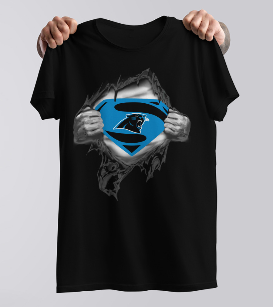 Superhero Rip 57 Carolina Panthers Fusion T-Shirt