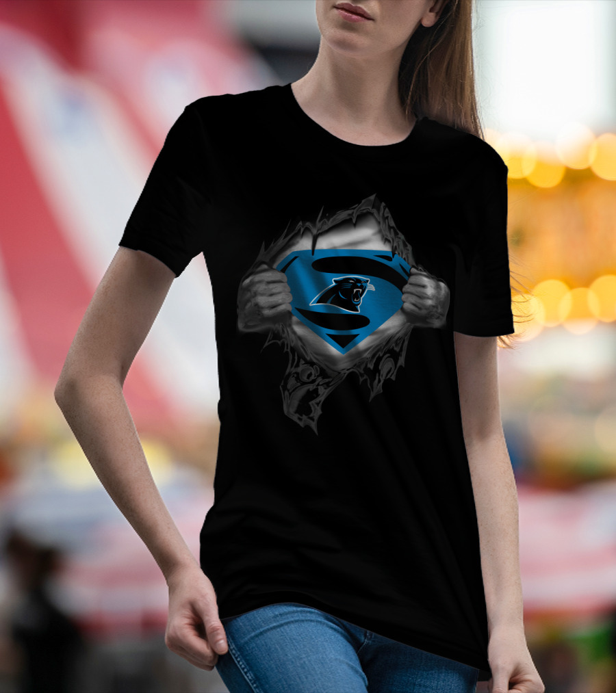 Superhero Rip 57 Carolina Panthers Fusion T-Shirt