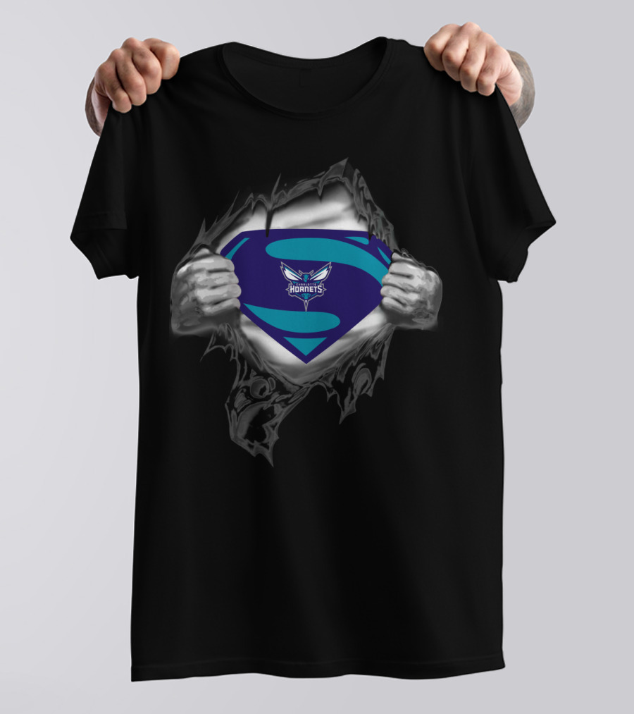 Superman Charlotte Hornets Logo Reveal T-Shirt