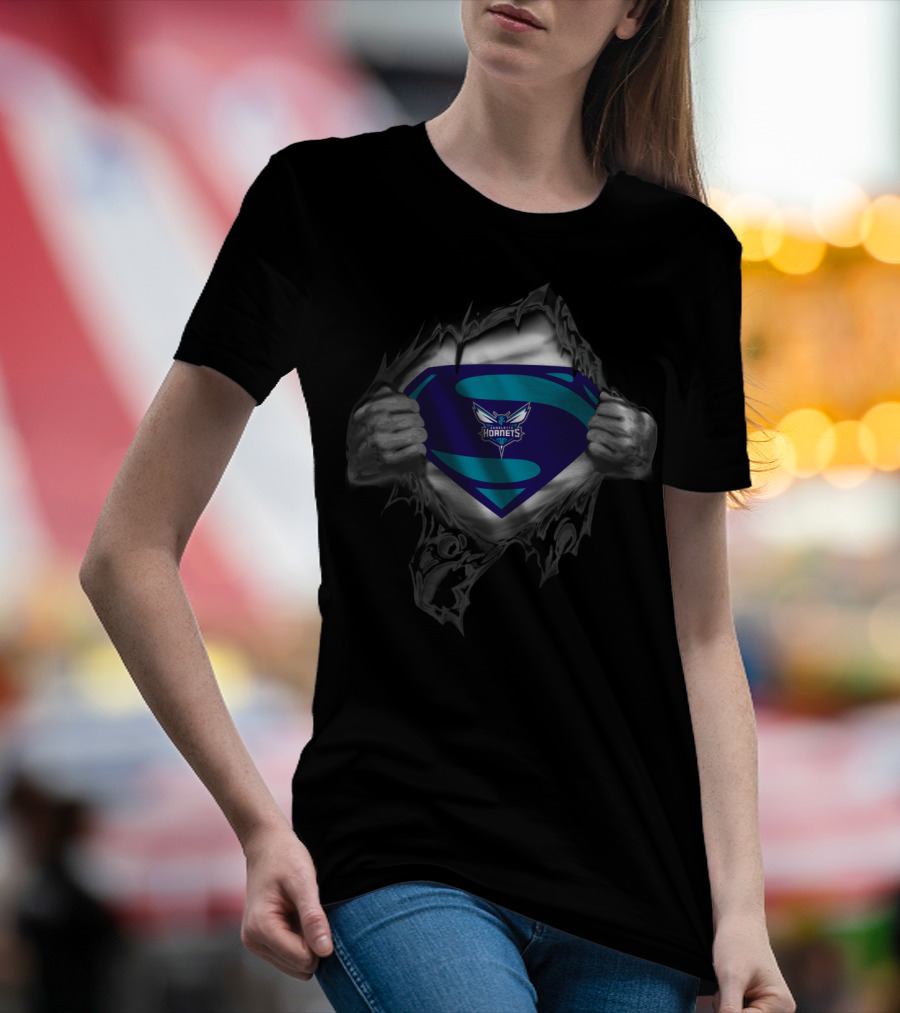 Superman Charlotte Hornets Logo Reveal T-Shirt