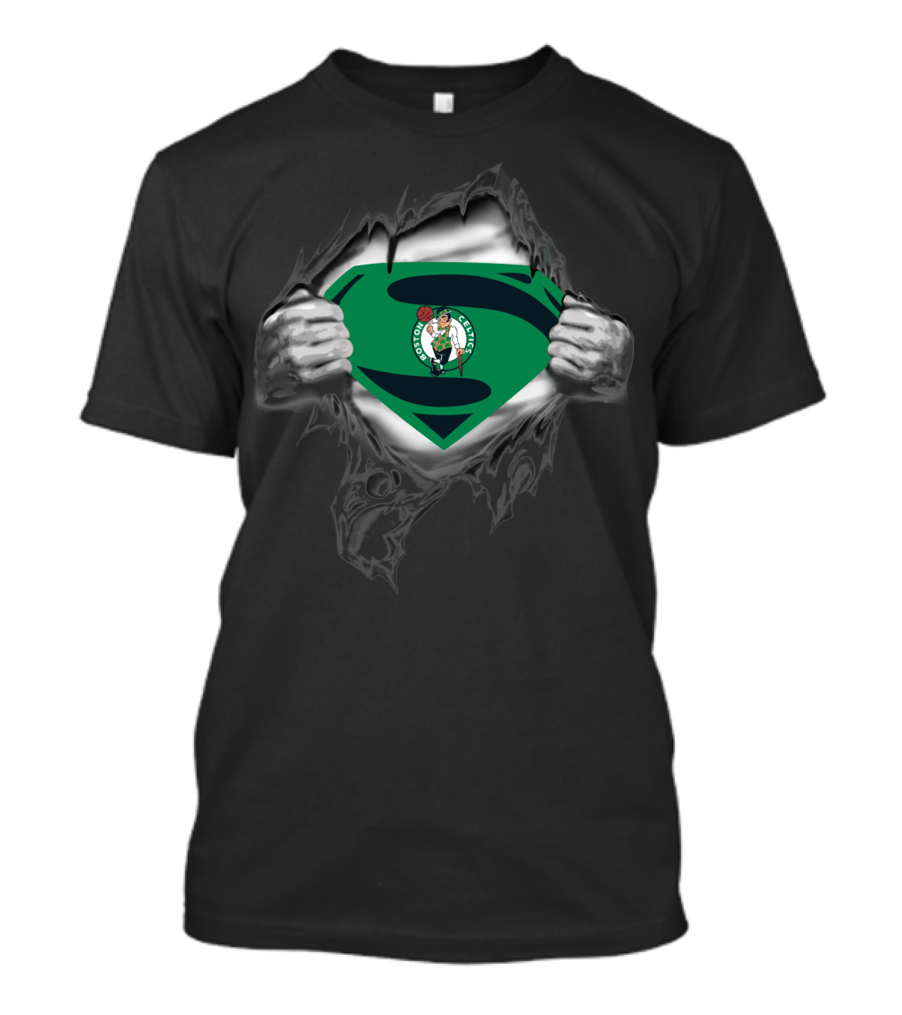 Boston Celtics Superman Logo Green Shield T-Shirt