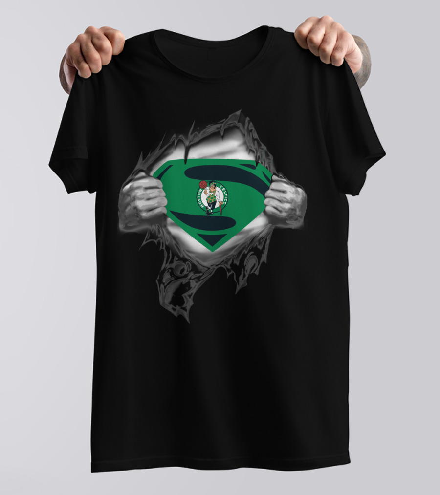 Boston Celtics Superman Logo Green Shield T-Shirt