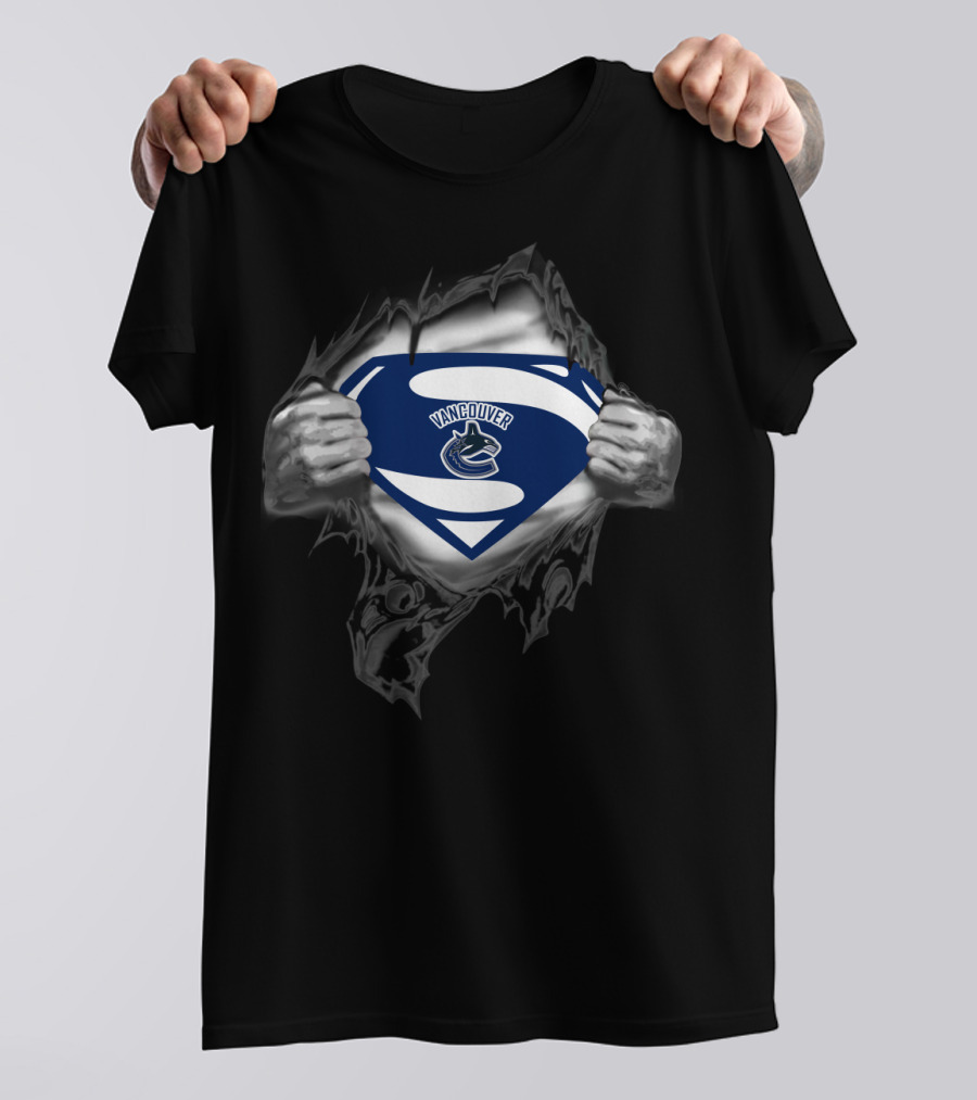 Vancouver Canucks Superman Logo Chest Tear T-Shirt