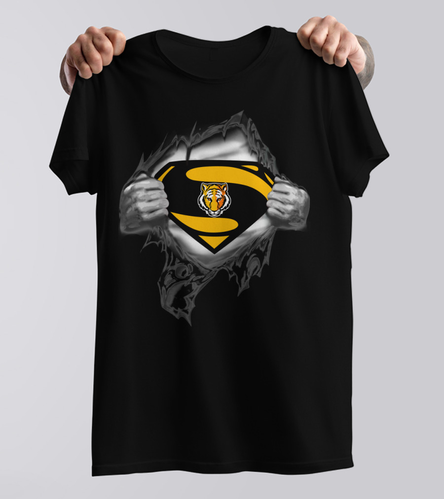 Superman Logo Style With Depauw Tigers Emblem T-Shirt