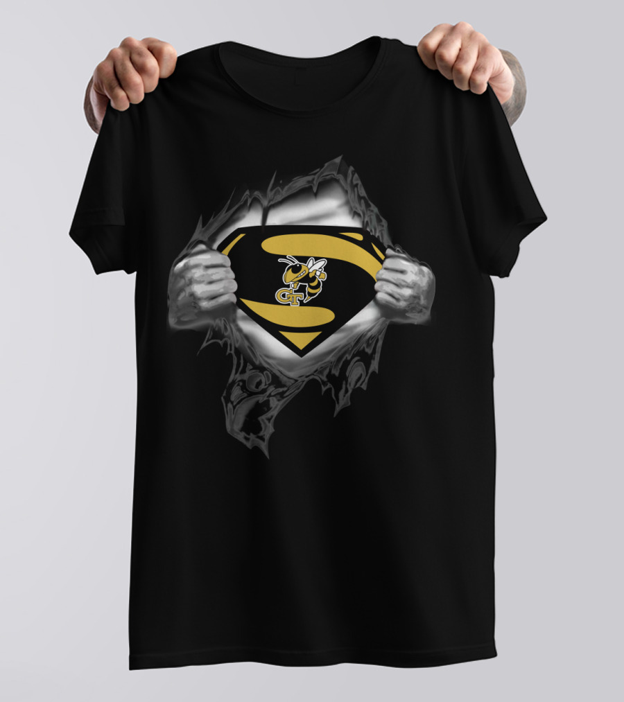 Superhero Georgia Tech Yellow Jackets Gt Logo Reveal T-Shirt
