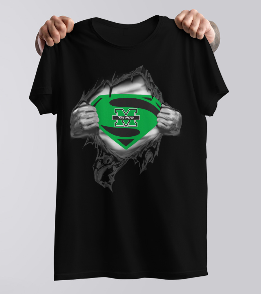 The Herd Marshall Thundering Herd Superman Logo Tear Open T-Shirt