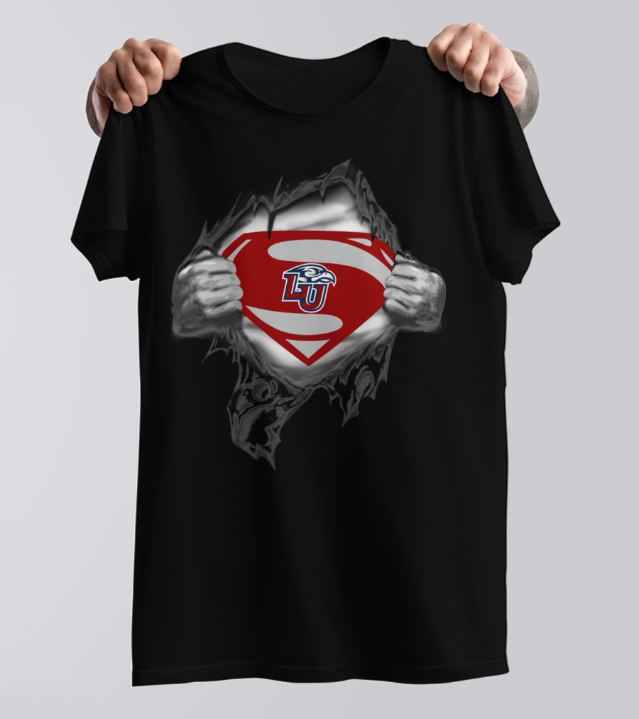 Torn Superman Shield Lu Liberty Flames T-Shirt