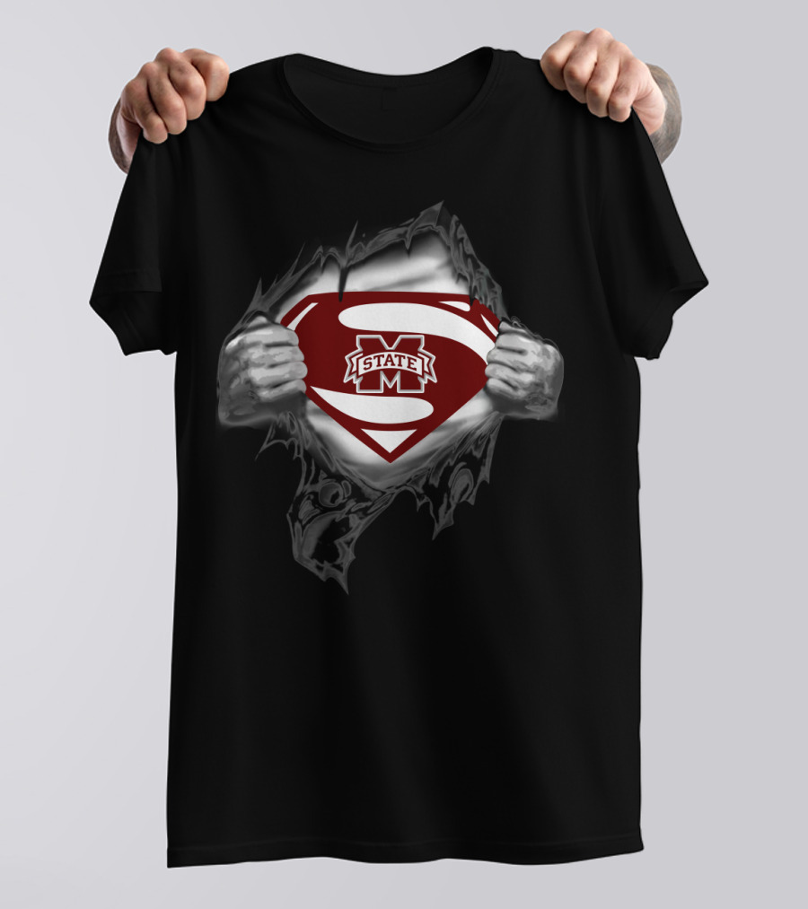 Mississippi State Bulldogs Superman Logo Rip T-Shirt