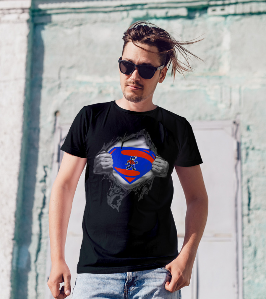 Platteville Pioneers Superhero Superman Logo Tear T-Shirt
