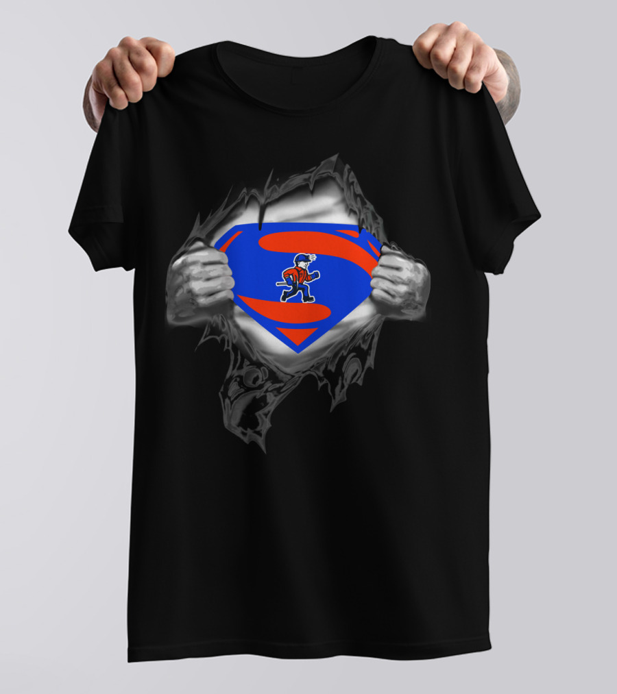 Platteville Pioneers Superhero Superman Logo Tear T-Shirt