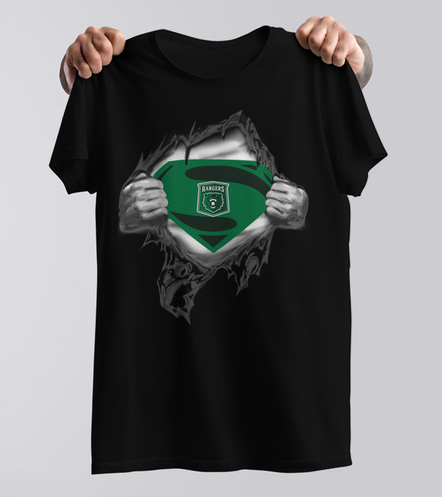 Parkside Rangers Superhero Style Emblem With Green Shield And Bear T-Shirt